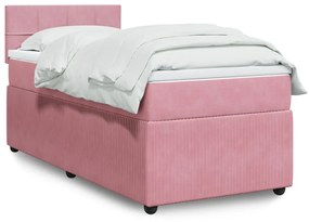 Giroletto A Molle Con Materasso Rosa 90x190 Cm İn Velluto /