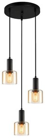 ITALUX PND-65342-3A-BK+AMB - Lampadario a sospensione con filo SANTIA 3xE27/40W/230V