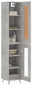 Credenza grigio cemento 34,5x34x180 cm in legno multistrato