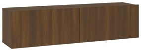 Mobile tv muro rovere marrone 120x30x30cm legno multistrato