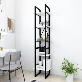 Libreria a 5 ripiani bianca 40x30x175 cm in legno multistrato