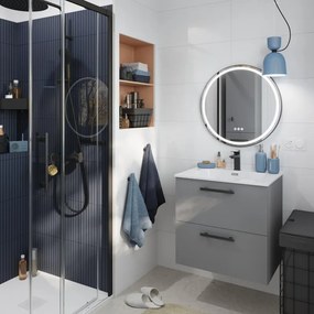 Mobile bagno sospeso con lavabo L 60 x H 57,7 x P 45 cm grigio cemento truciolare 2 cassetti | Remix