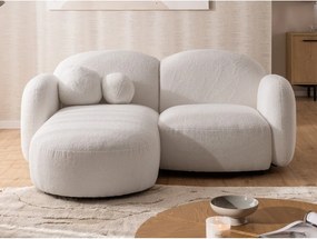 Divano angolare color crema (con penisola a sinistra/con chaise lounge) con rivestimento in bouclé Orbit – Ropez
