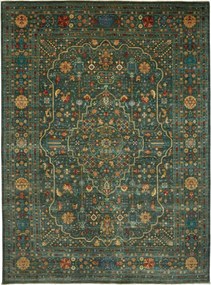 Samarkand Tappeto 360x270 Verde (Pakistan) Annodato A Mano