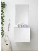 Mobile da ingresso con specchio, colore bianco lucido, ZLCINGR0011