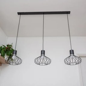 Lampada a sospensione con cavo SOLANO 3xE27/15W/230V nero/cromo lucido