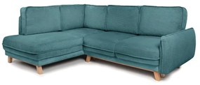 Divano angolare turchese allungabile (con penisola a sinistra) con rivestimento in velluto a coste Tori – Bonami Selection