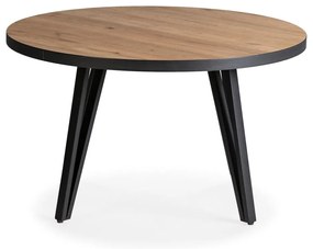 Tavolino da salotto rotondo nero/di colore naturale con piano effetto rovere ø 80 cm Sindi – Marckeric