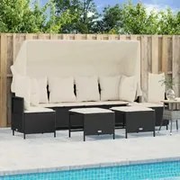 Set Divani da Giardino 5 pz con Cuscini in Polyrattan Nero 3261551