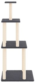 Albero per gatti con tiragraffi in sisal grigio scuro 149 cm