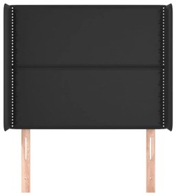 Testiera ad orecchio nera 83x16x118/128 cm in similpelle