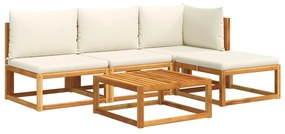 Set divano da giardino 5 pz con cuscini legno massello acacia