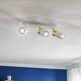 Eko-Light Faretto da soffitto Joker, bianco/oro, 3 luci