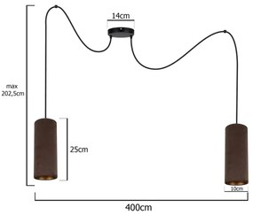Lampadario a sospensione AVALO 2xE27/60W/230V marrone/rame
