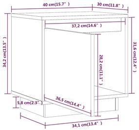 Comodini 2 pz 40x30x40 cm in Legno Massello di Pino