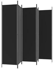 Divisorio 5 pannelli nero 250x200 cm tessuto