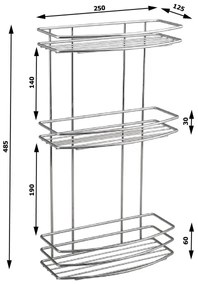 Aqualine - Mensola a muro per doccia a tre livelli CROMO LINE cromo lucido