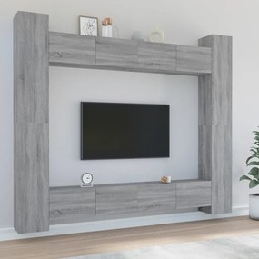 Set Mobili Porta Tv 8pz Grigio Sonoma İn Legno Multistrato /