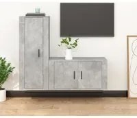 Set di Mobili Porta TV 2 pz Grigio Cemento in Legno Multistrato 3188730