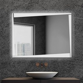 Specchio bagno LED 80x60cm reversibile con fasce luminose