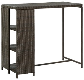 Tavolo Da Bar Con Ripiani Marrone 120x60x110 Cm İn Polyrattan /
