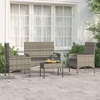 Set Divani da Giardino 4 pz con Cuscini in Polyrattan Grigiocod mxl 71426