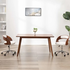 Sedie Da Pranzo Girevoli 2 Pz Bianche Legno Curvo E Similpelle /