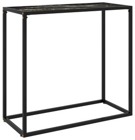 Tavolo Consolle Nero 80x35x75 Cm İn Vetro Temperato /