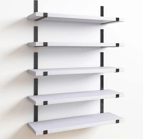 Set 5 Mensole da Parete 40x12x1,5 cm Scaffali da Muro con Staffe in Metallo Bianco...