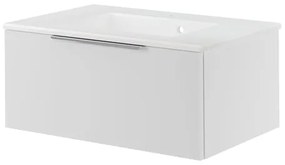 Mobile da bagno sospeso sotto lavabo L 135 x H 32 x P 48 cm rovere lucido, 1 cassetto SENSEA Neo, Maniglie acquistabili separatamente