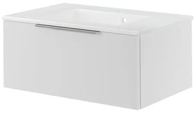 Mobile da bagno sospeso sotto lavabo L 75 x H 32 x P 48 cm bianco laccato, 1 cassetto SENSEA Neo