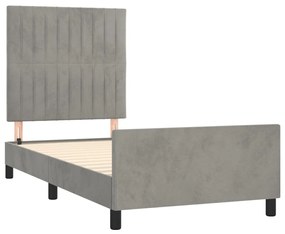 Giroletto con Testiera Grigio Chiaro 100x200 cm in Velluto