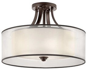 Lampadario Contemporaneo Lacey Metallo Bronzo Antico Tessuto 4 Luci E27