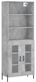 Credenza grigio cemento 69,5x34x180 cm in legno multistrato