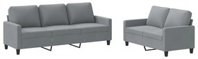 Set di divani 2 pz con cuscini grigio chiaro in tessuto