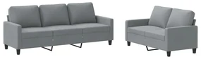 Set di divani 2 pz con cuscini grigio chiaro in tessuto