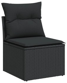 Set Divani da Giardino 10pz con Cuscini in Polyrattan Nero