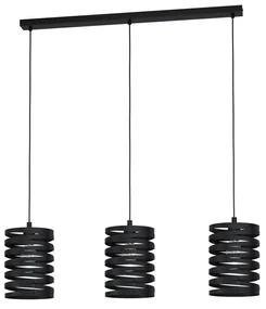 Lampadario A Sospensione Contemporaneo Cremella Acciaio Nero 3 Luci E27