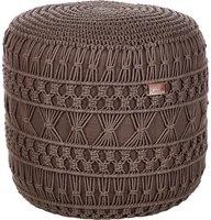 Pouf ottomana intrecciata a mano in cotone e macram tortora 45 x 45 cm soggiorno camera da letto