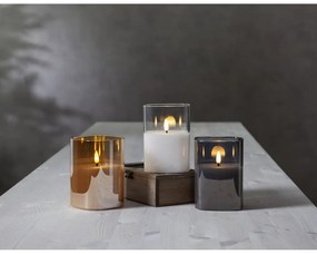 Candela di cera a LED grigia in vetro, altezza 12,5 cm Flamme - Star Trading