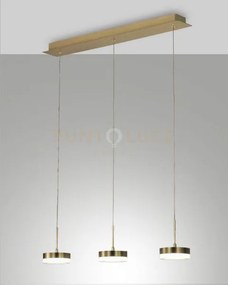Dunk sospensione 3 luci ottone satinato a led 3000k - 24w - 2260 lm...