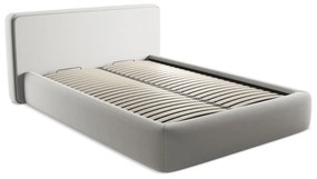 Letto matrimoniale imbottito grigio chiaro con contenitore con griglia 140x200 cm Kiana - Makamii