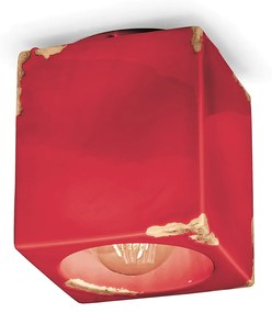 Plafoniera Vintage Ceramica Rossa 1 Luce E27