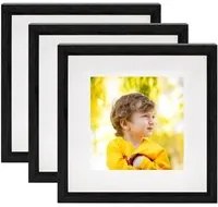 Set di Cornici Fotografiche 3D 3 pz Nero 23x23 cm Foto 13x13 cm 332738