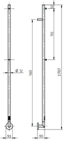 P.M.H. OL1B - Scaldasalviette elettrico OLE 24W/230V 170 cm IP44 nero