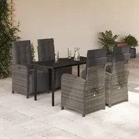 Set da Pranzo da Giardino 5 pz con Cuscini in Polyrattan Grigio 3212565