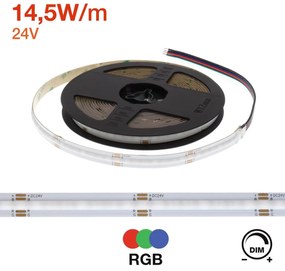 Striscia LED COB RGB 14.5W/m 24VDC IP20 5m Professional Colore RGB