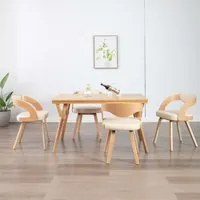 Sedie da Pranzo 4 pz in Legno Curvato e Similpelle Crema 278844