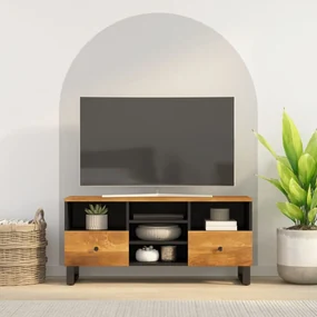 Mobile Tv 100x33x46cm Legno Massello Mango E Legno Multistrato /