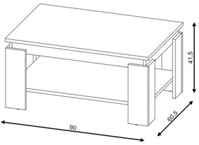 Tavolino da salotto LUNO grigio cemento/antracite